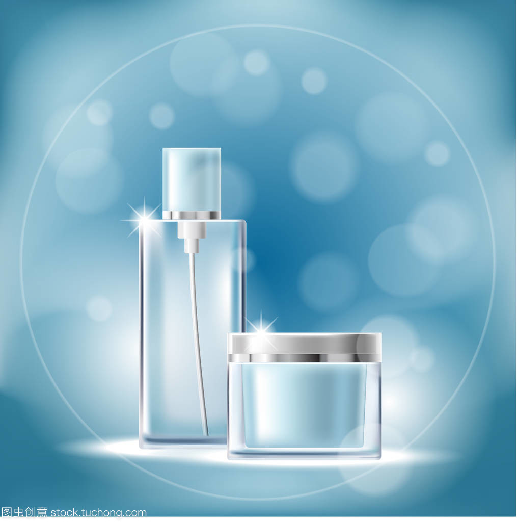 散景蓝影 透明化妆品容器的光影艺术